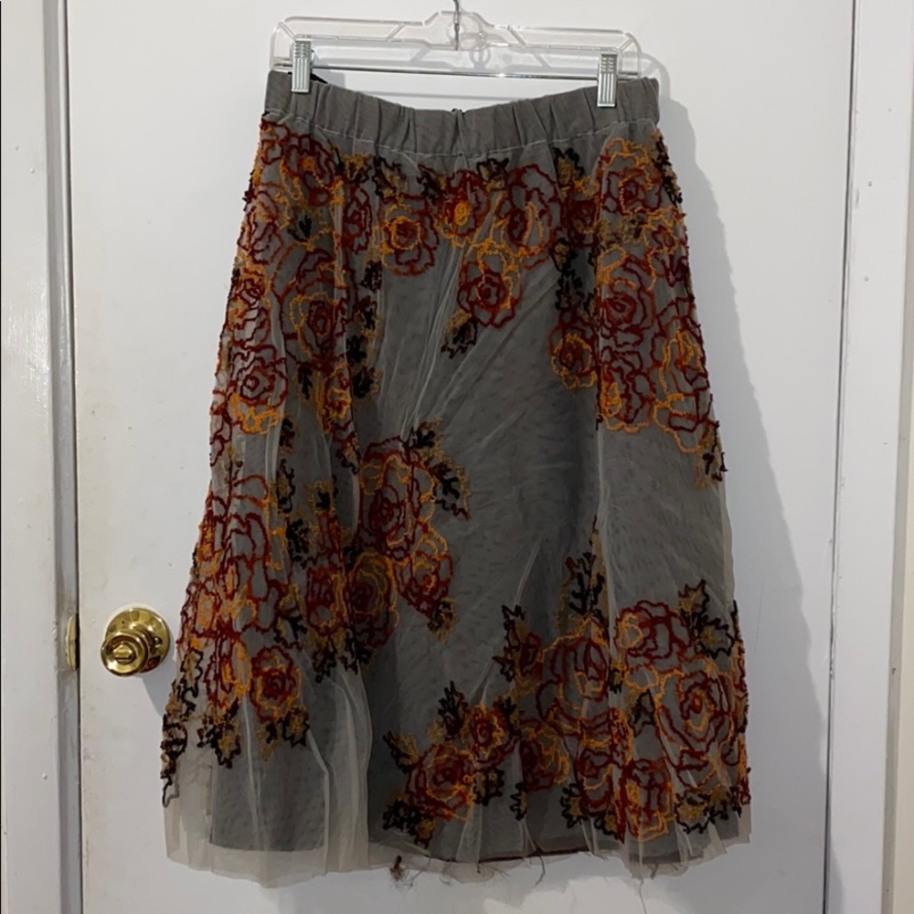 Not So Serious Rose Embroidered Tulle Skirt